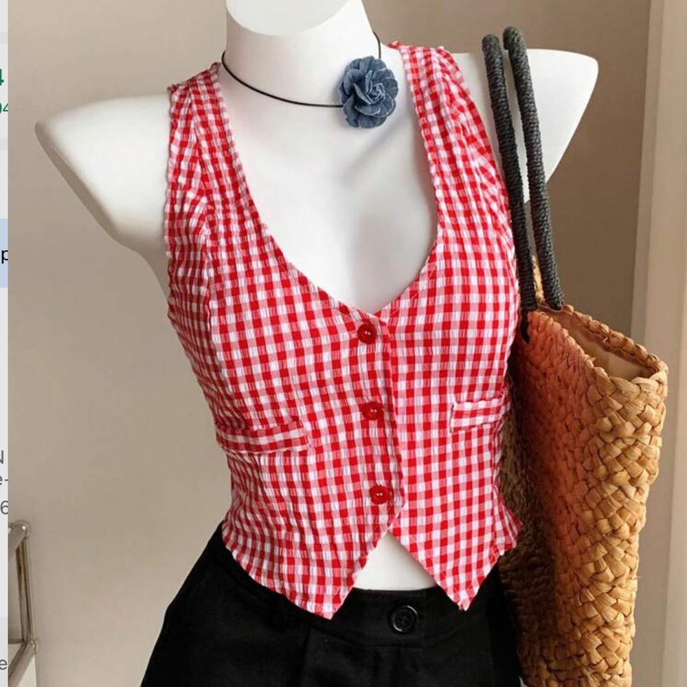 Gingham Halter Top
